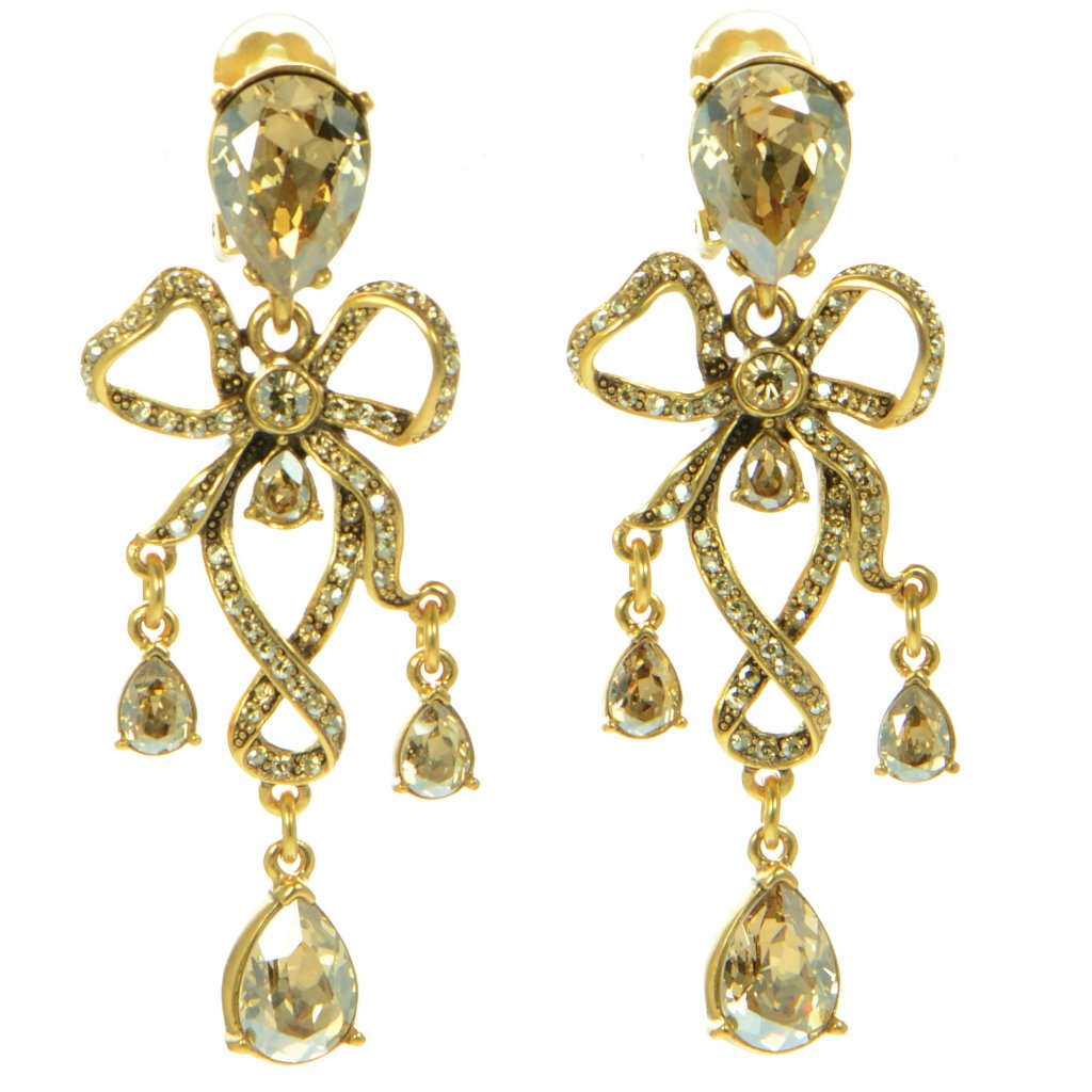 Vintage Oscar De La Renta Teardrop Bow Earrings